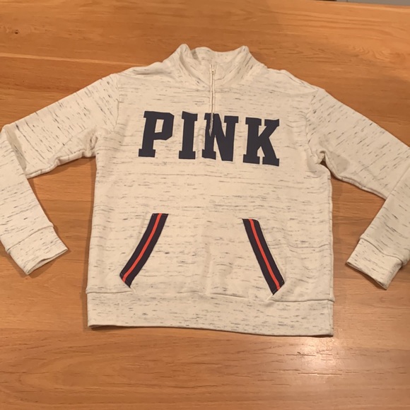 Victoria's Secret Size XS~Pink~ Womens Ivory Heather 1/4 Zip Pullover Sweatshirt - Picture 6 of 16